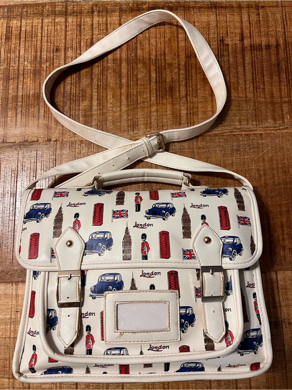 White London Print Crossbody Satchel